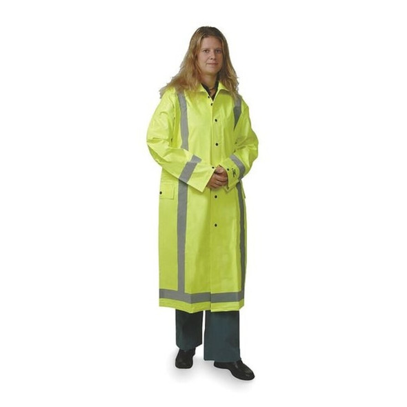 Condor Hi-Vis Rain Jacket, PVC, Class 3 Green, XL 4GE75