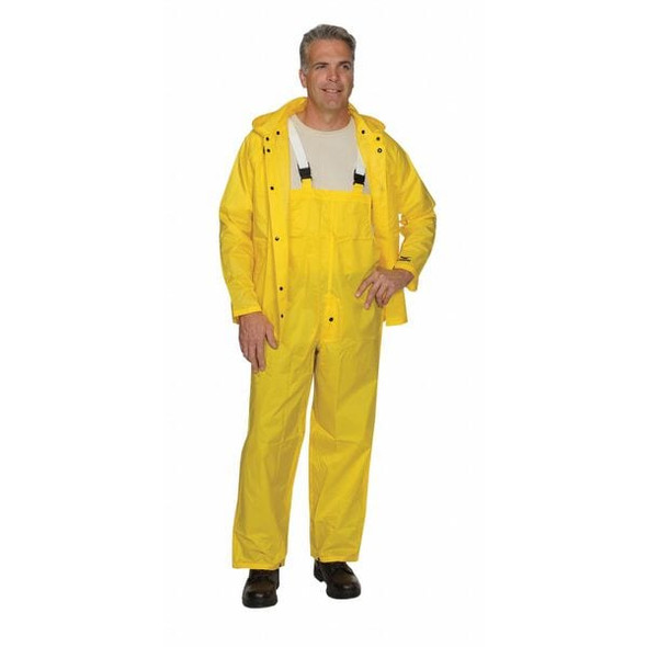 FR Rain Bib Overall, Nylon, 32 in Inseam, 48 in to 50 in Waist, 6.7 mil Thickness, Yellow, 3XL