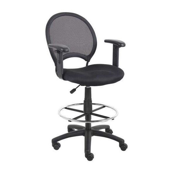 Mesh Drafting Chair, 25-1/2" to 29", Adjustable Arms, Black