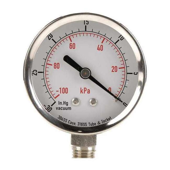 Manufacturer Varies Commercial Vacuum Gauge,  +/-3-2-3%, Sil 4FML8