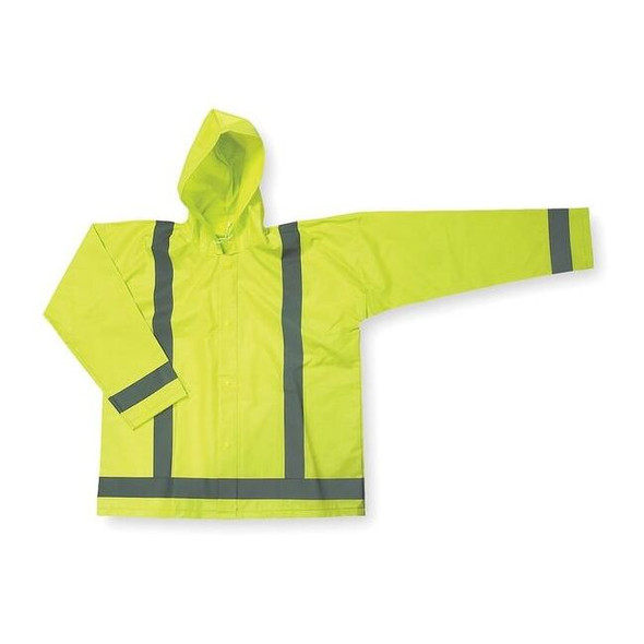 Condor Hi-Vis Rain Jacket, Polyester, Class 3 Green, 3XL 4GE67