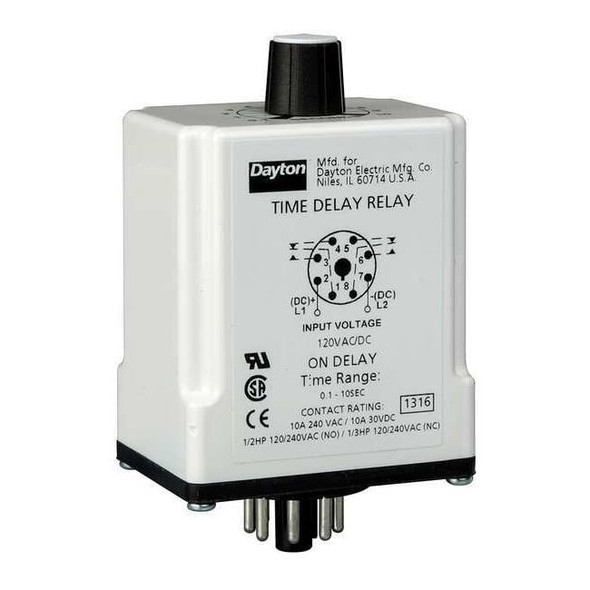 Single Function Time Delay Relay, Octal, On Delay, 1 Functions 240V AC, DPDT