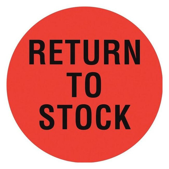 Tapecase Circle Inventory Control Label, Return to Stock, Red, Pk1000 16U941
