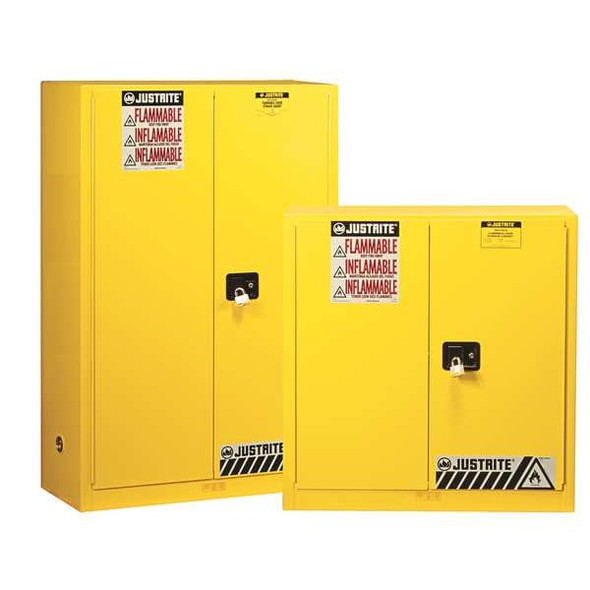 Flammable Safety Storage Cabinet, 45 gal, 2 Shelves, Steel, 43 in W x 65 in H x 18 in D, Gray