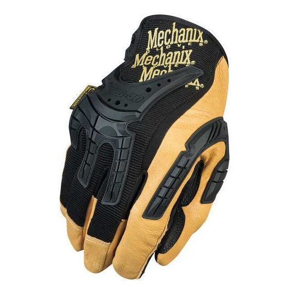 CG40-75 Mechanics Gloves, Genuine Leather Palm, Spandex Back, 12, Black/Brown