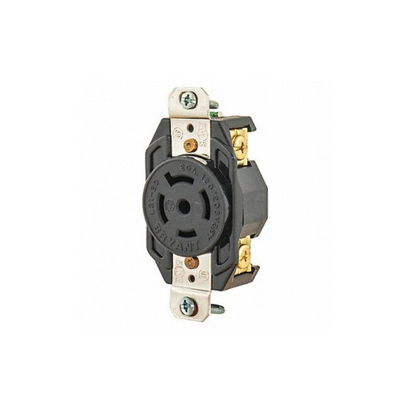 Bryant Locking Receptacle,Black,120/208VAC,20A 72120FR Bryant Locking Receptacle,Black,120/208VAC,20A 72120FR