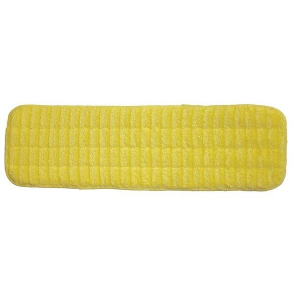 18 in L Flat Mop Pad, Hook-and-Loop Connection, Yellow, Microfiber, PK12