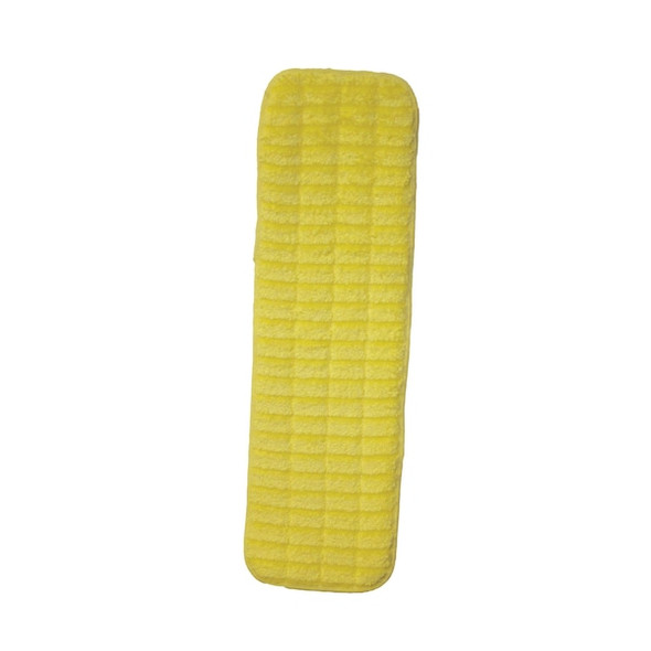 18 in L Flat Mop Pad, Hook-and-Loop Connection, Yellow, Microfiber, PK12