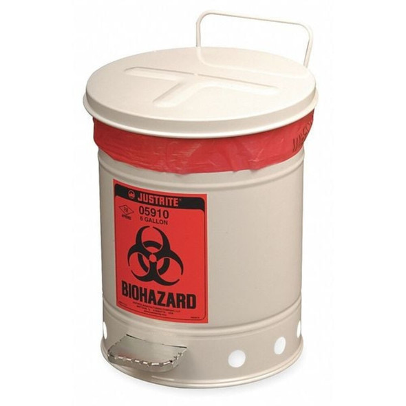 Justrite Biohazard Waste Can,18-1-4 In. H 05930