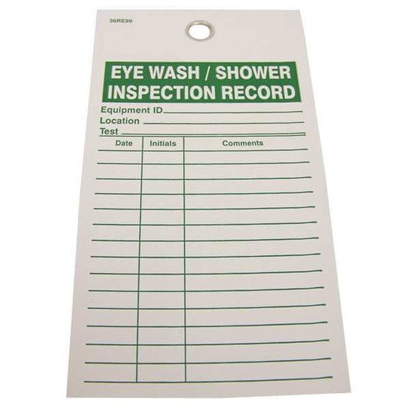 Manufacturer Varies EyeWashInspectionRecord Tag,3-3/16W,PK25 36RE99