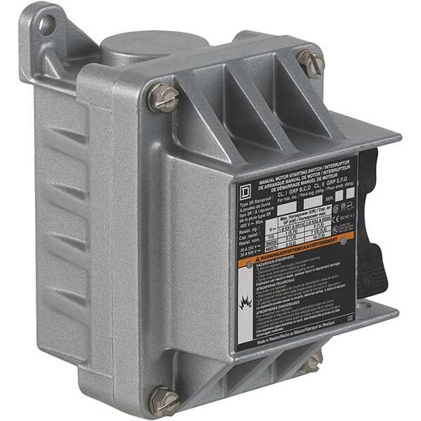 Square D Manual Motor Switch, NEMA, 600VAC, 2P, M-0 2510KR2
