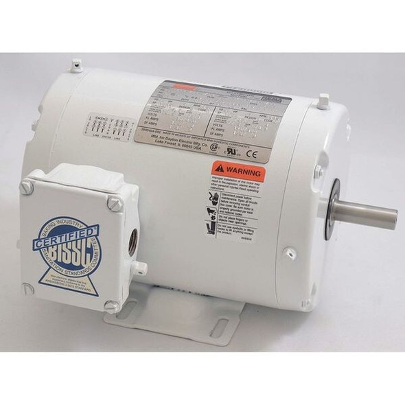 Dayton Washdown Motor,3 Ph,TENV,1/2 HP,1725 rpm 1TTC3