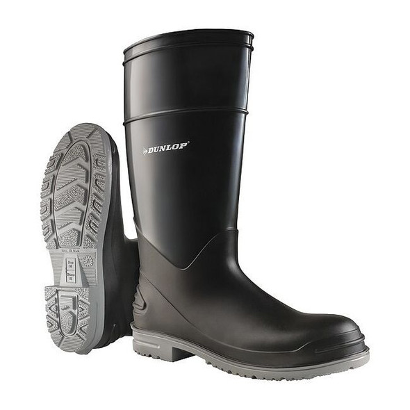 Men's PolyGoliath Rubber Boot, Steel Toe, 16" Height, Black/Gray, 6