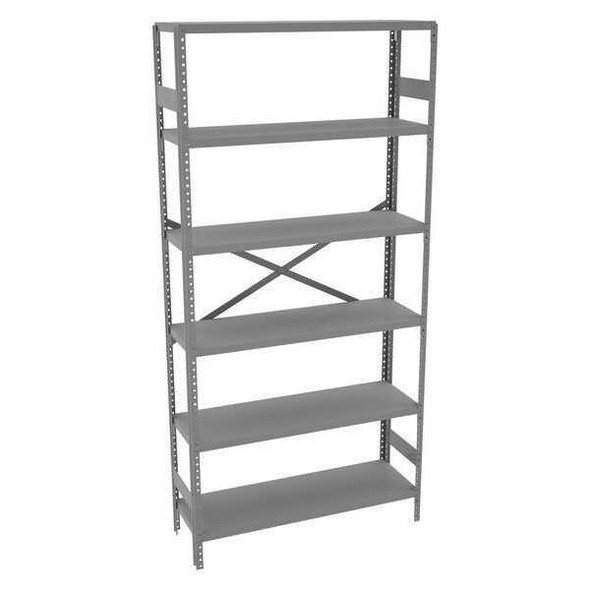 Metal Shelving Unit, 12"D x 36"W x 75"H, 6 Shelves, Carbon Steel
