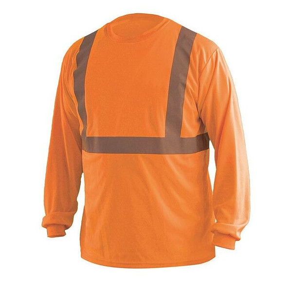 Unisex Long Sleeve T-Shirt, Polyester, Pullover, Orange, 3XL