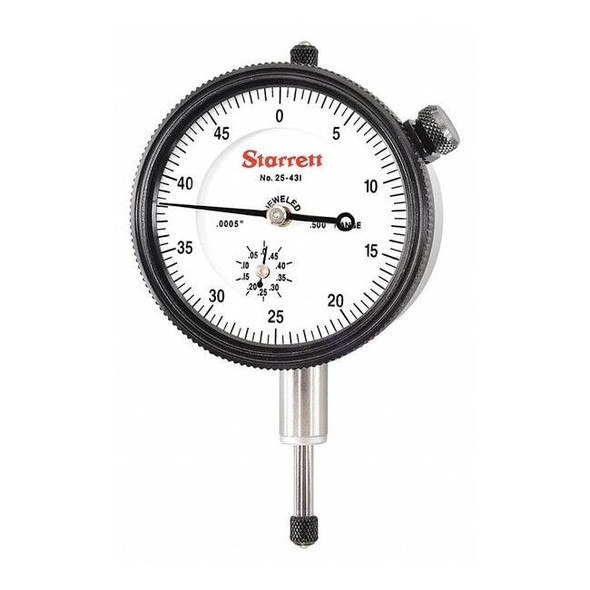 Starrett Dial Indicator,AGD 2,Range 0 to 0.500" 25-431J