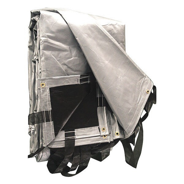 Heavy Duty Tarp, 24 ft 6 in x 47 ft 8 in, 12 Mil, Silver/Black, Polyethylene