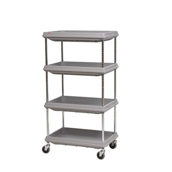 Utility Cart with Deep Lipped Plastic Shelves, High Density Polyethylene (Shelf), 3 Shelves
