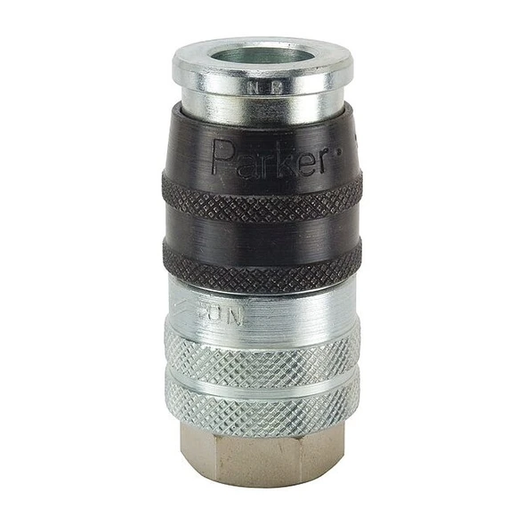 Quick Connect Hose Coupling Socket, Safety Vent, 3/4 in Body, 3/4 in FNPT, Steel
