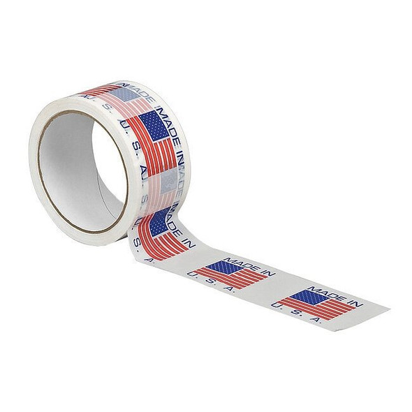 Tapecase Carton Tape, White/Blue/Red, 2Inx55Yd 15C749