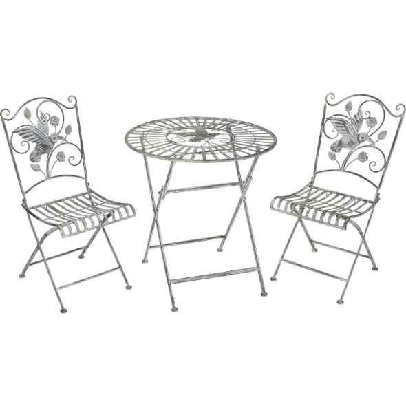 Alpine 3-Piece Hummingbird Foldable Floral Bistro Set BVK670A