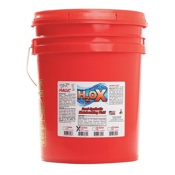 Tap Magic Coolant, H2OX, Semisynthetic, 5 gal, Pail, Orange 80640WS