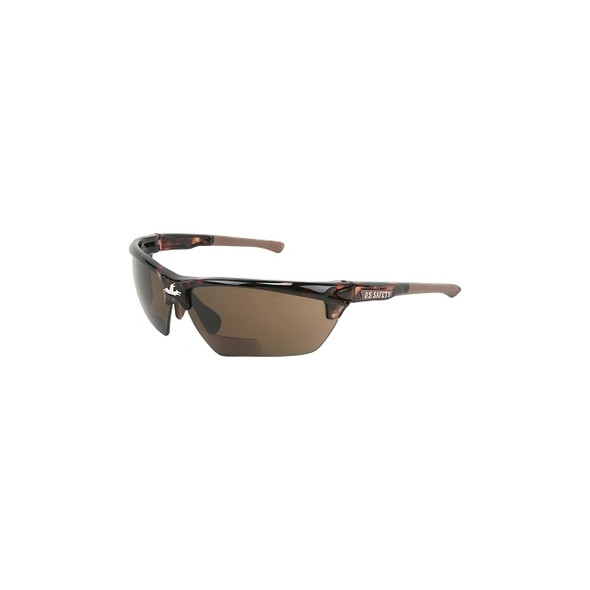 Dominator® DM3 Safety Glasses, Polycarbonate Brown Lens, MAX6®, Tortoiseshell Polycarbonate/Brown TPR, 1.5 Diopter