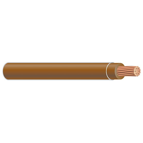 XHHW Building Wire, Copper, 10 AWG, 1C, Brown, Stranded, 500 ft