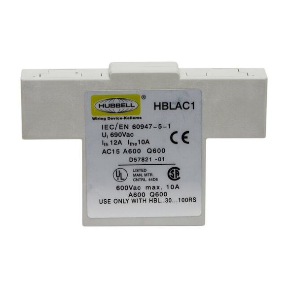 Hubbell Wiring Device-Kellems Auxiliary Contact, 100 A, 600V AC, Gray HBLAC1
