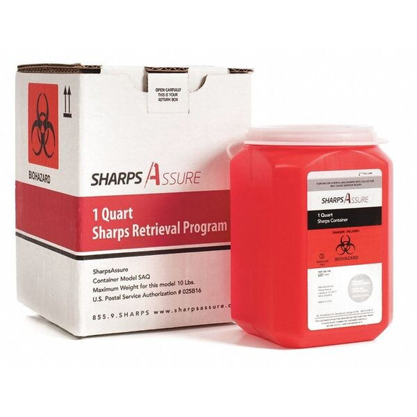 Sharps Assure Sharps Container,1 gal.,Red,Snap Lid SAQ-12