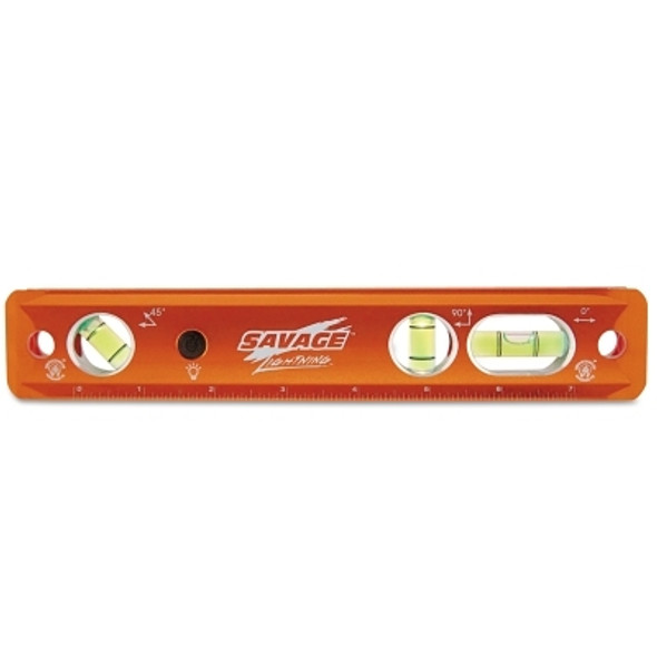 Lightning® Aluminum Torpedo Magnetic Luminated Level, 9 in L, 3 Vials