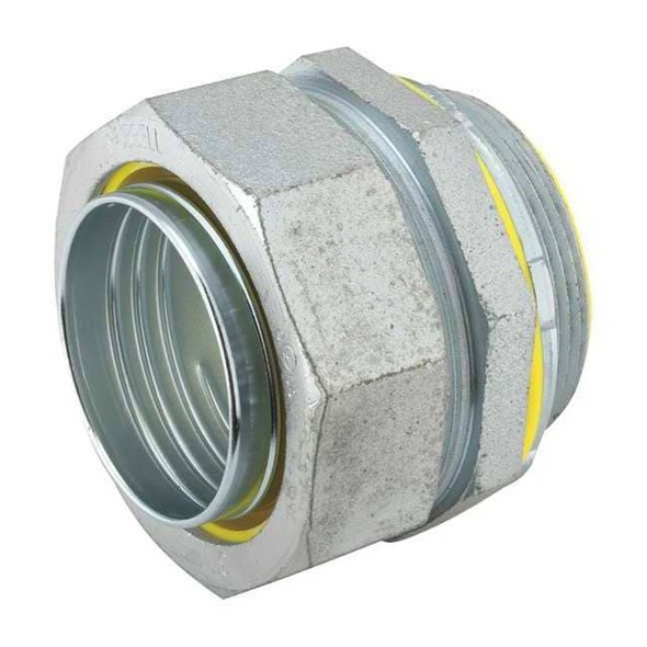 Conduit Fitting Connector, 2 in, Liquid-Tight, Steel, Electro Zinc Plated, Gray