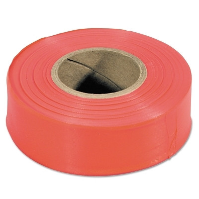 Flagging Tape, 1-3/16 in x 150 ft, Red Glo