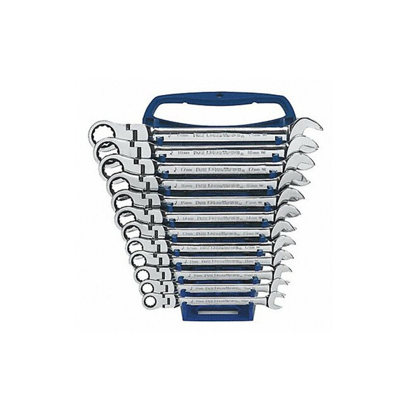12 Piece 72-Tooth 12 Point Flex Head Ratcheting Combination Metric Wrench Set