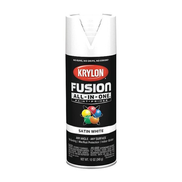 Krylon Rust Preventative Spray Paint, White, Satin, Solvent, 12 oz K02753007
