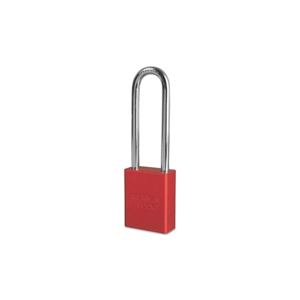 Solid Aluminum Padlocks, 1/4 in Dia, 3 in L X 3/4 in W, Red