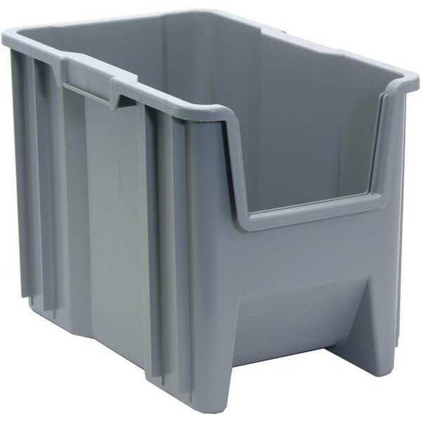Storage Bin, Polyethylene, Gray, 12 1/2 in H, 10 7/8 in W, 17 1/2 in L