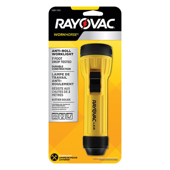 Rayovac® Workhorse™ 2D LED Hanging Ring Flashlight, Yellow, 1/Each