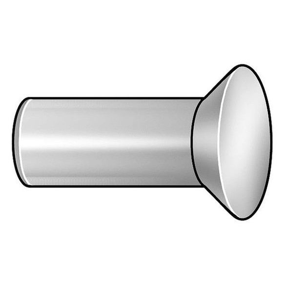 Solid Rivet, Countersunk Head, 0.1875 in Dia., 1.5 in L, Brass Body, 75 PK