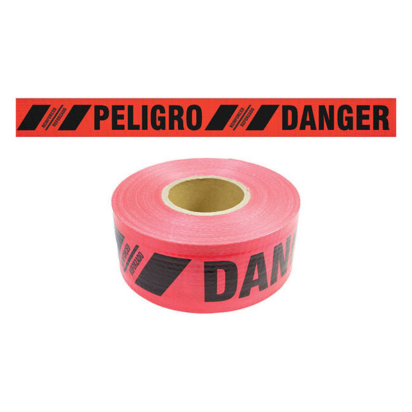 Presco Reinforced Bilingual Barricade Tape, "Danger/Peligro", Red, 8/Case