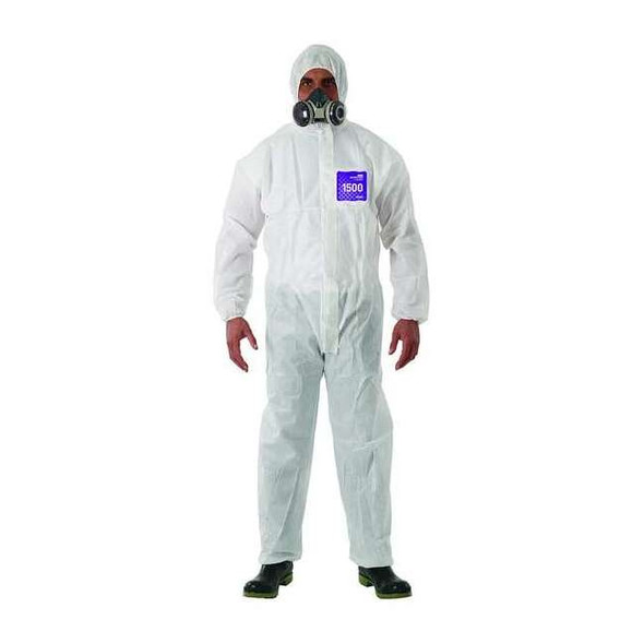 Ansell Hooded Coverall,Serged,Booted,XL,PK25 WH15-S-92-106-05