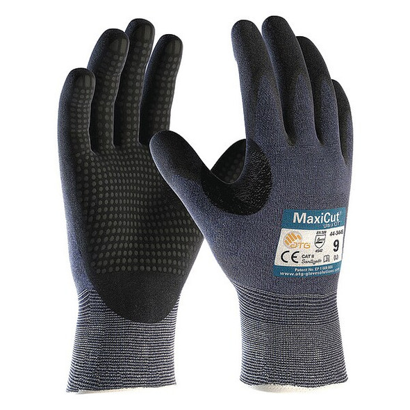 Cut-Resistant Gloves, Cut Level A3 ,Double Dipped ,Foam Nitrile ,Dotted ,S 12 PK