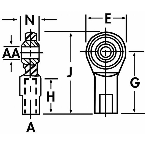 Qa1 Female Rod End,LH,3/16 in Bore,#10-32 CFL3