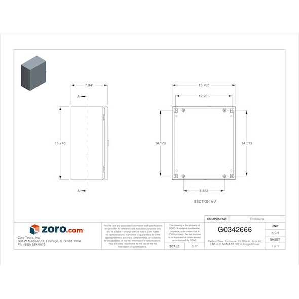 Rittal Enclosr,Mtllc,15.7In.Hx 13.8In.Wx7.9In.D JB161408HC Rittal Enclosr,Mtllc,15.7In.Hx 13.8In.Wx7.9In.D JB161408HC