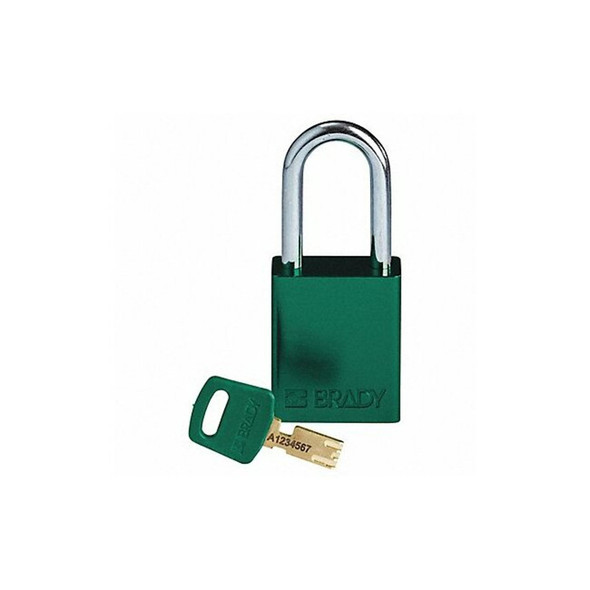 Brady Lockout Padlock,Al,Green,Key Different ALU-GRN-38ST-KD