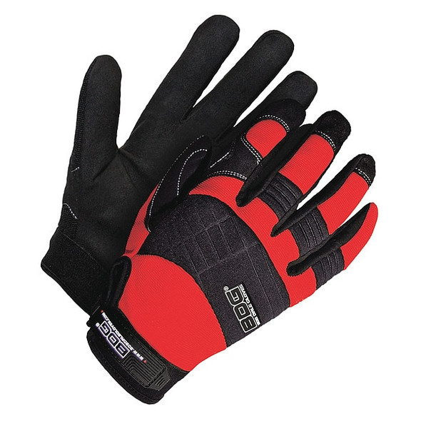 X-Site Mechanics Gloves, Synthetic Leather Palm, Spandex Back, L, Black/Red