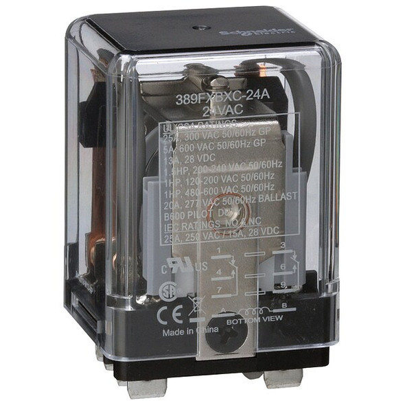 Schneider Electric Enclosed Power Relay, 24VAC, DPDT, 8Pins 389FXBXC1-24A Schneider Electric Enclosed Power Relay, 24VAC, DPDT, 8Pins 389FXBXC1-24A