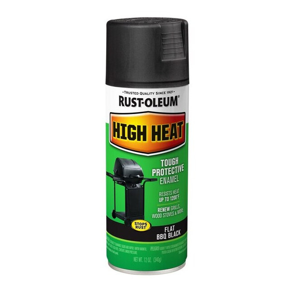 Rust-Oleum Spray Paint, Bar-B-Que Black, Flat, Solvent, 12 Oz 7778830