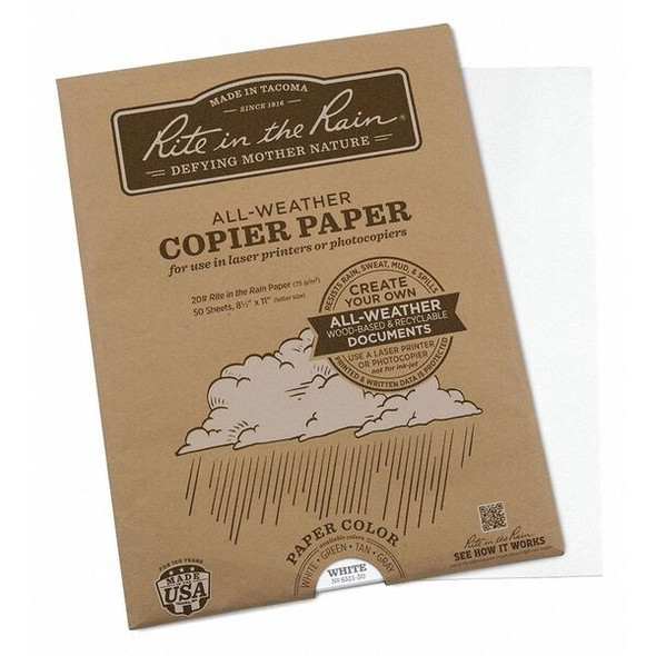 Rite in the Rain Laser Paper,8-1/2" x 11" Sheet Sz,PK50 8511-50