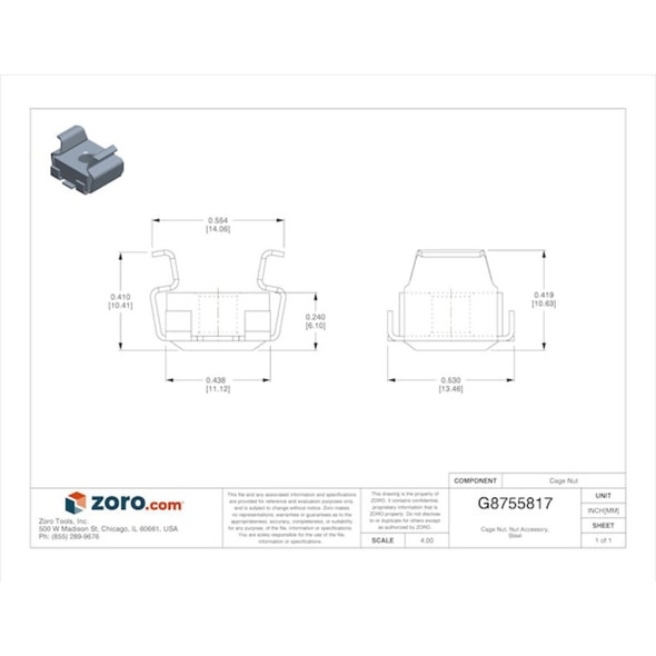 Nvent Hoffman Cage Nut, Nut Accessory, Steel P1032CN